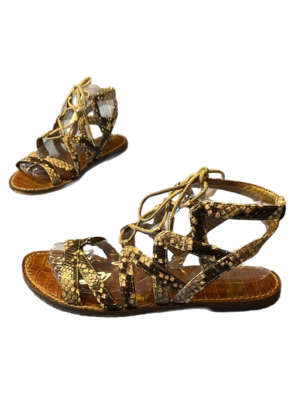 Sam Edelman "Gemma" sz 8M Lace-up Snake Print Gladiator Sandals Summer - Picture 4 of 14